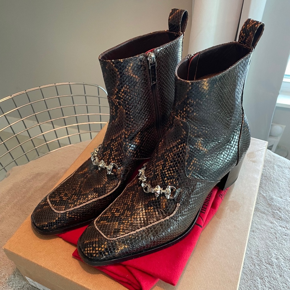 Christian Louboutin Snake Embossed Boots 44 (10.5)